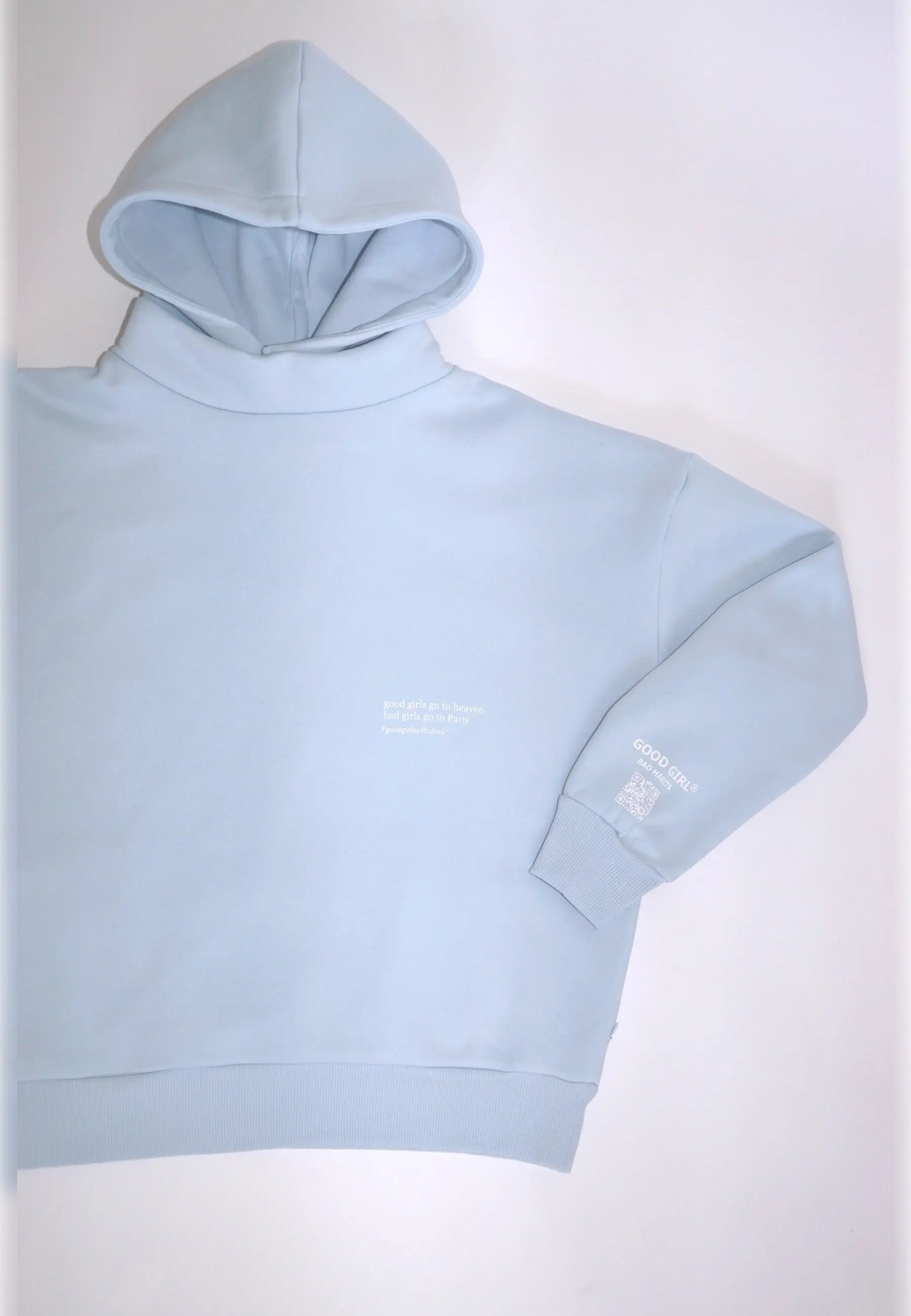 KRYMMY  Hybrid Hoodie Stehkragen Sweat Mock Neck Hellblau Babyblau Light Blue - GOOD GIRL BAD HABITS