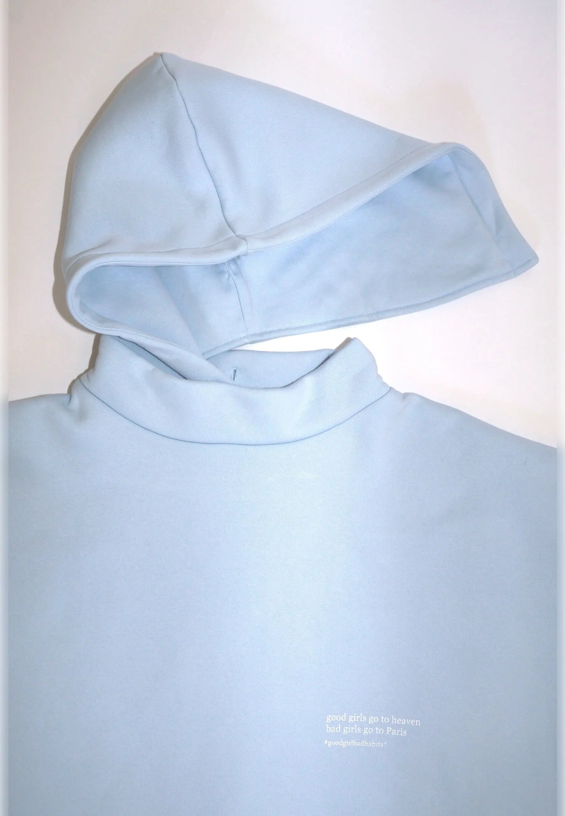 KRYMMY  Hybrid Hoodie Stehkragen Sweat Mock Neck Hellblau Babyblau Light Blue - GOOD GIRL BAD HABITS