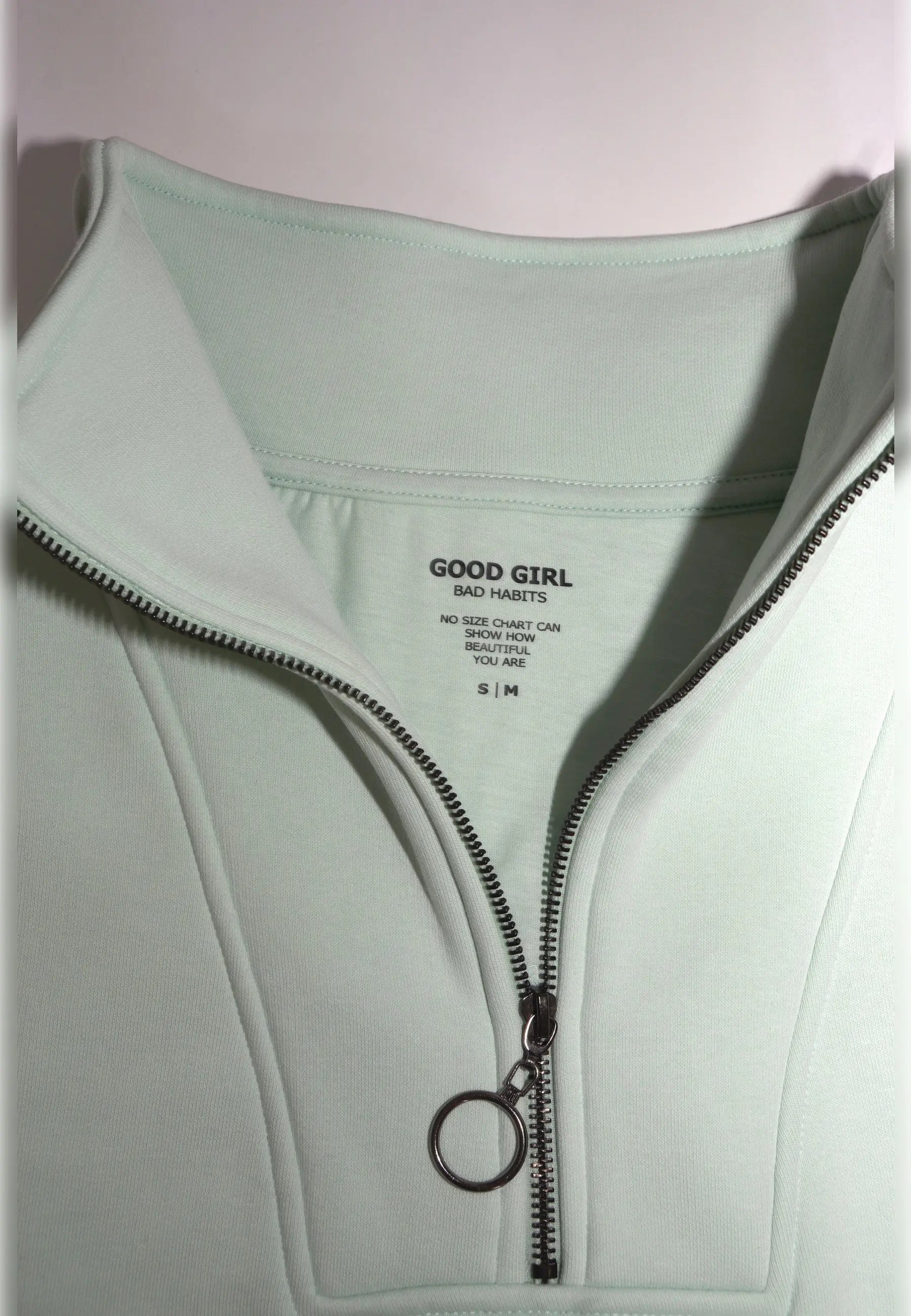 KAMULAU Half Zip Sweat Troyer Damen Womens Mint Grün Green - GOOD GIRL BAD HABITS