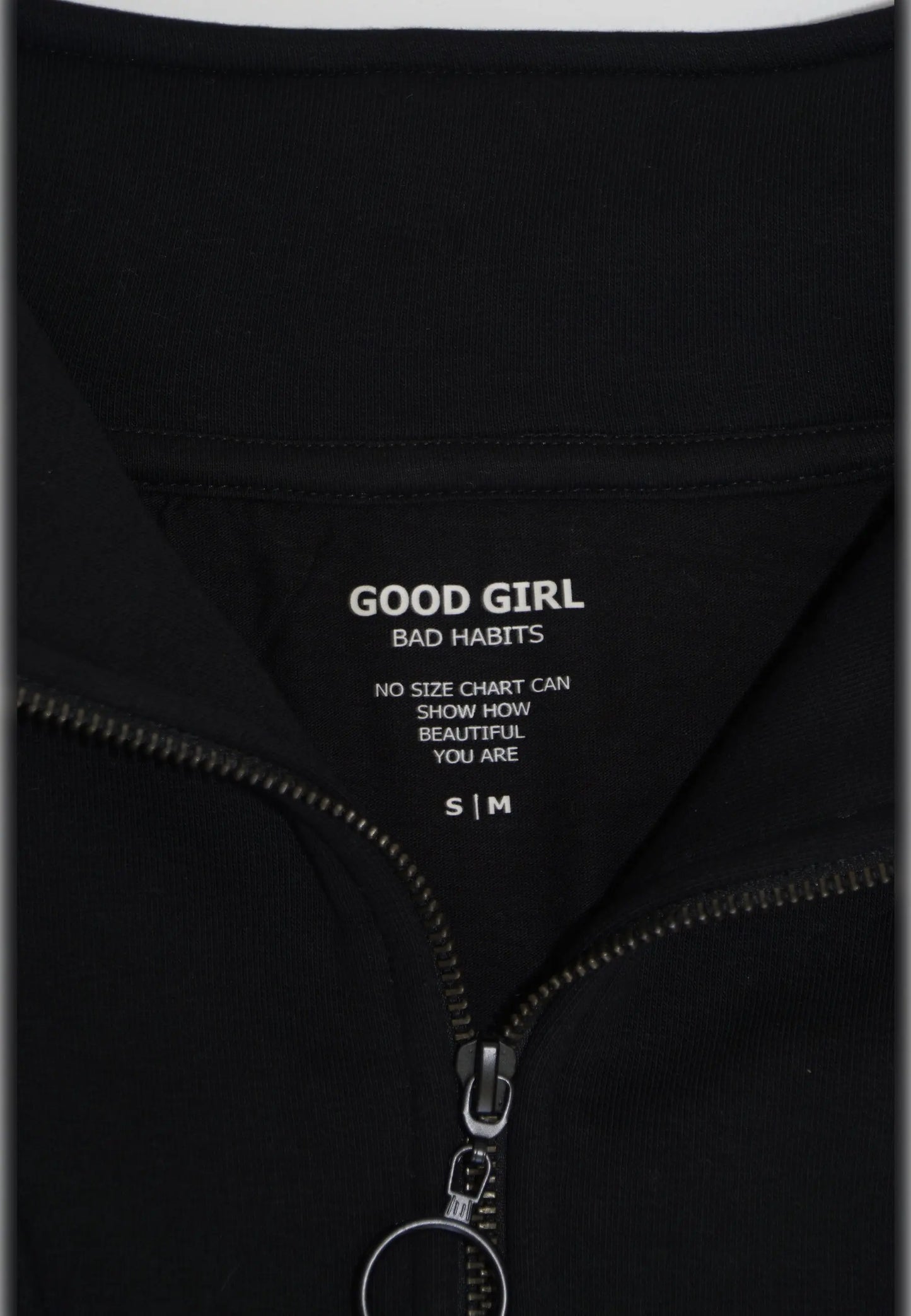 KAMULAU Half Zip Sweat Troyer Black Damen Womens Streetwear Schwarz - GOOD GIRL BAD HABITS