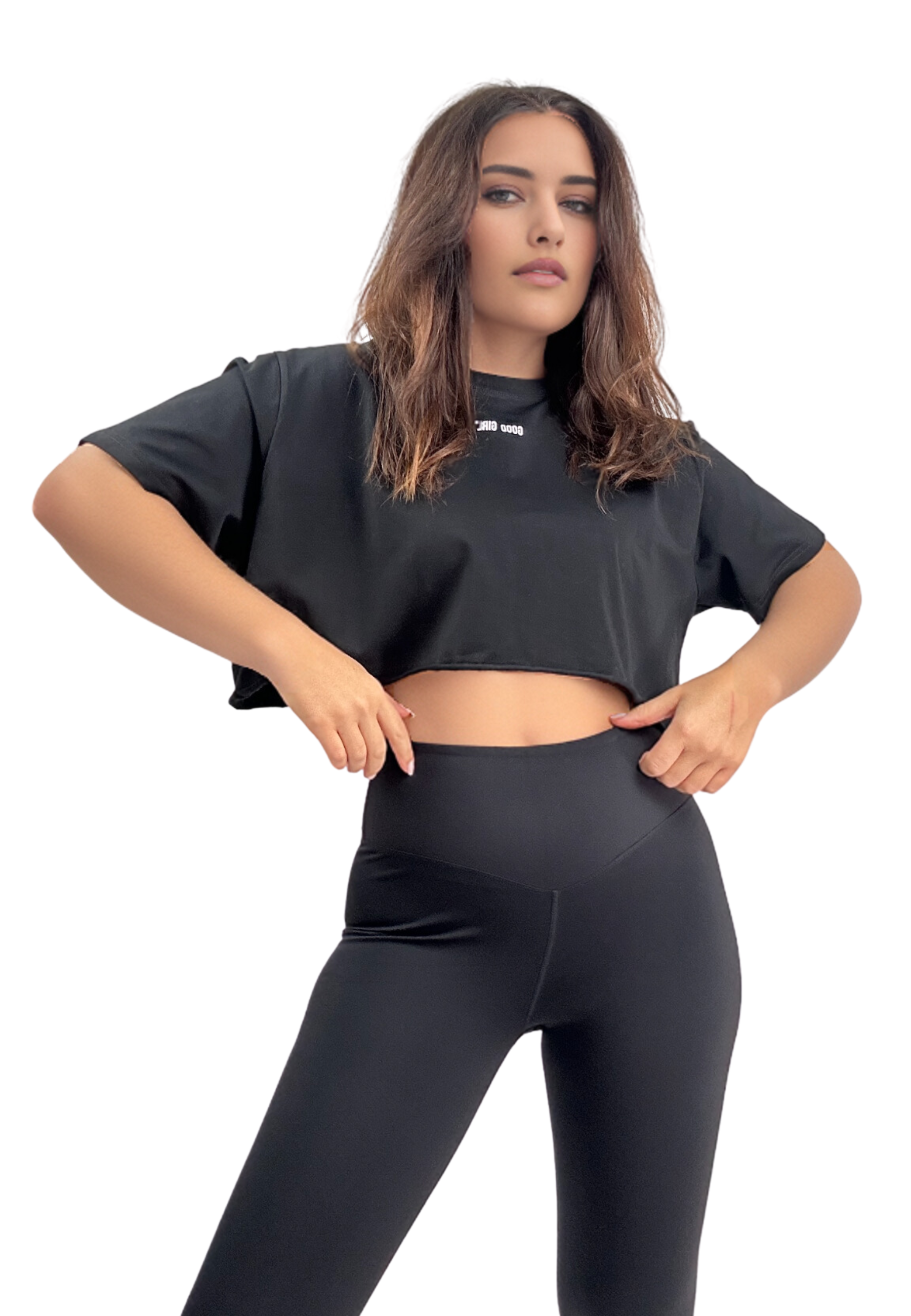 Damen Crop Top Schwarz "GOOD GIRL - BAD HABITS" GOOD GIRL BAD HABITS