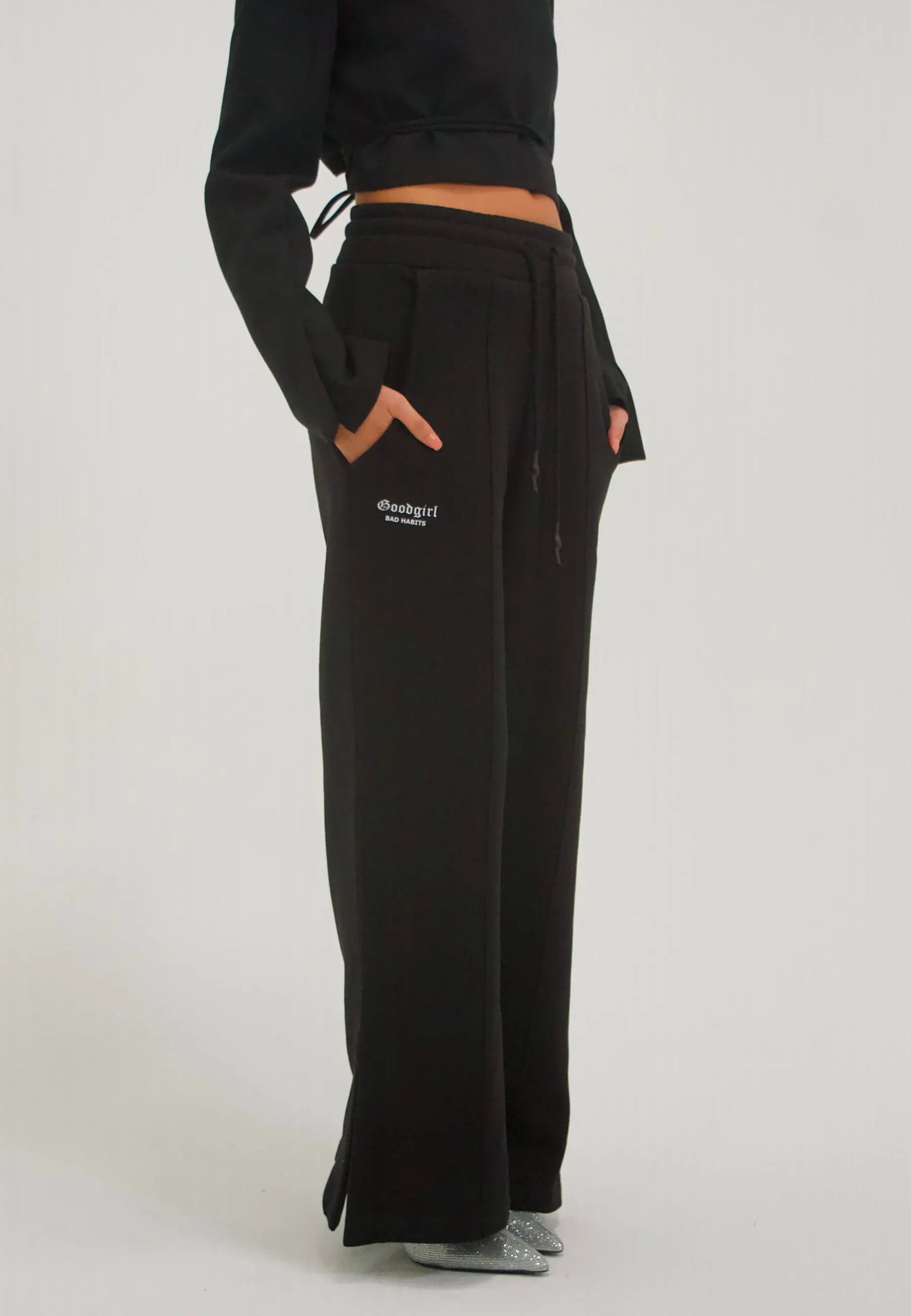 SAYEN Jogginghose Jogger Sweathose Wide Leg Pants Schwarz Black - GOOD GIRL BAD HABITS